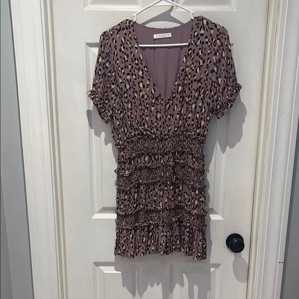 Karlie Leopard Print Ruffle dress SZ medium